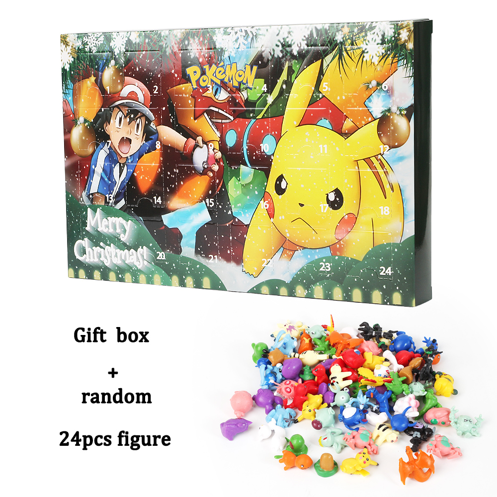 Pokemon Figure Christmas Advent Calendar Xmas 24 Days Countdown Gifts Kawaii Pikachu Charizard Metwo Figure Random Model Toy
