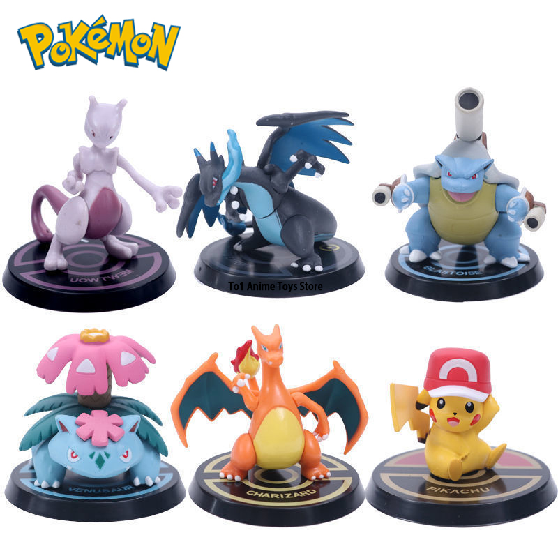 Pokémo Figure Toys Anime Pikachu Charizard Venusaur Blastoise PVC Action Figures Model Collection Toys Kids Birthday Gifts