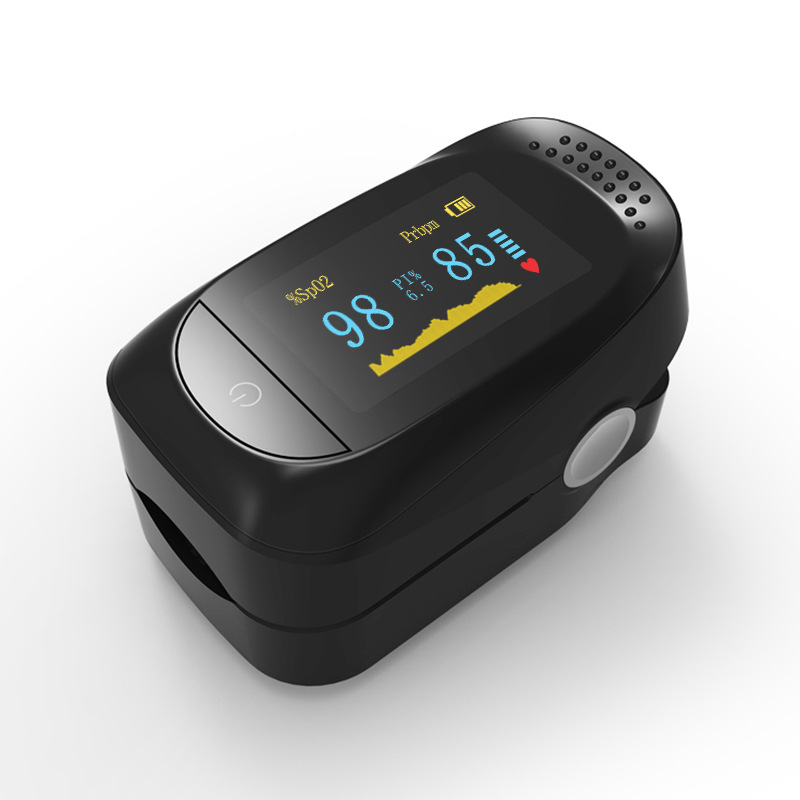 Fingertip Pulse Oximeter Blood Oxygen Saturation Monitor Heart Rate Monitor and SpO2 Levels With OLED Screen Black