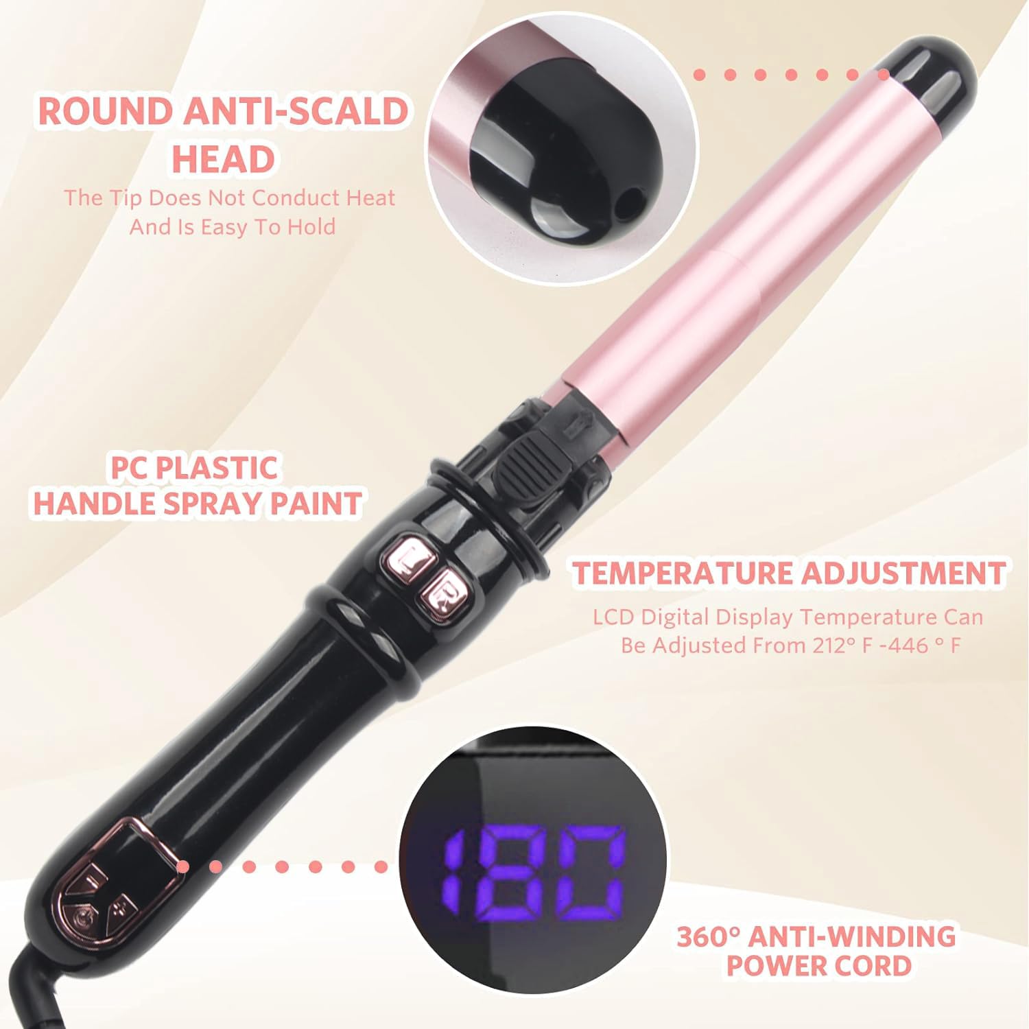 28MM Curling Iron with LCD Display Large Barrel Beach Hair Waver Curling Wand for Waves Gift for Women