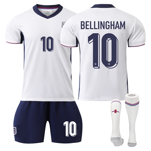 Football Shirts Kit for Boys Girl Kids No.10 Bellingham 2024 European Cup England Home Kit Football Tracksuit Soccer Jersey Training Suit Shorts Socks