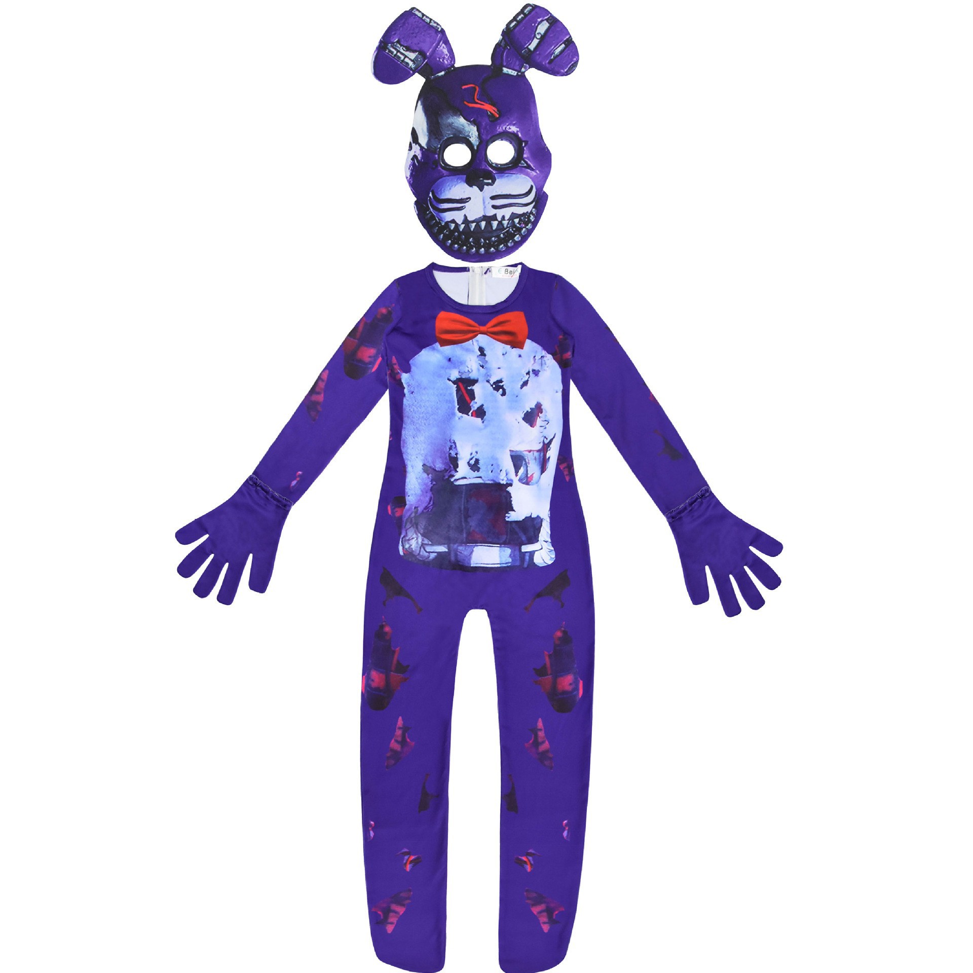 (Size 160) Five Nights Bonnie Costume Fancy Halloween Costume for Kids  Cosplay Costumes Party Mask Fancy Dress Nightmare the Rabbit Anime Halloween Costume