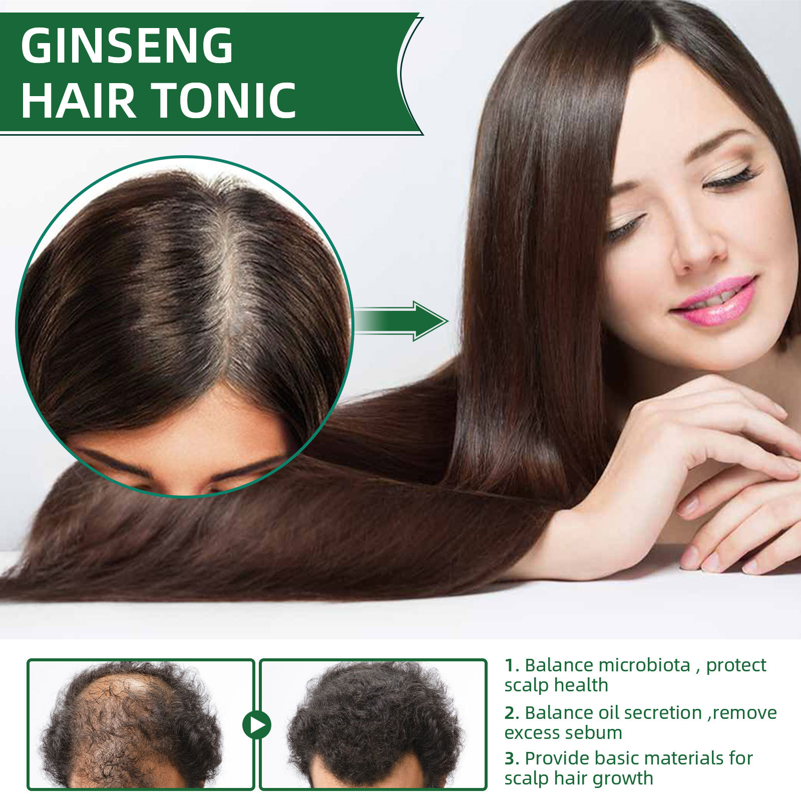 Ginseng Hair Growth Serum Oil With Biotin Essential Liquid Strengthen Hair Root Nourishes Hair Repairing Nourish Scalp Strengthen Roots Men Women 100ml