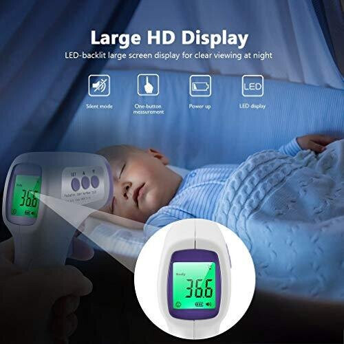 Front Thermometer Non Contact Portable Infrared Thermometer Accurate Instant Readings Suitable for Children Adults Food etc Purple