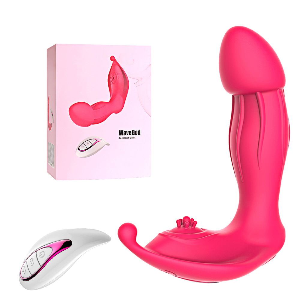 (Rose Red) Wearable Dildo Vibrator Anal Clit Stimulate G Spot Female Masturbator Remote Control Panties Vibrating Wireless Wearable Sex Toys Women Adult Products