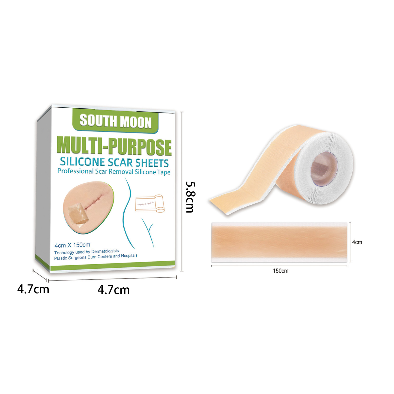 South Moon Silicone Scar Sheets Multi Purpose Self Adhesive Scar Cover Tape Removal Tape Acne Trauma Burn Scar Skin Repair Scar Patch Treatment Beauty Skin Care