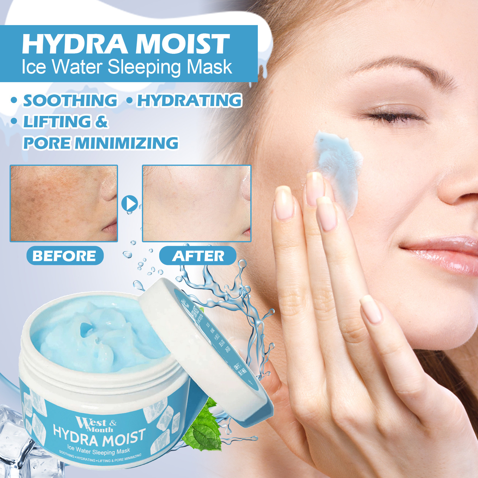 (1 PC) Hydrating Sleeping Mask Hydrating Nourishing Facial Mask Deep Cleansing Pores Acne Treatment Soothing Repair Moisturizing Pores Shrinking