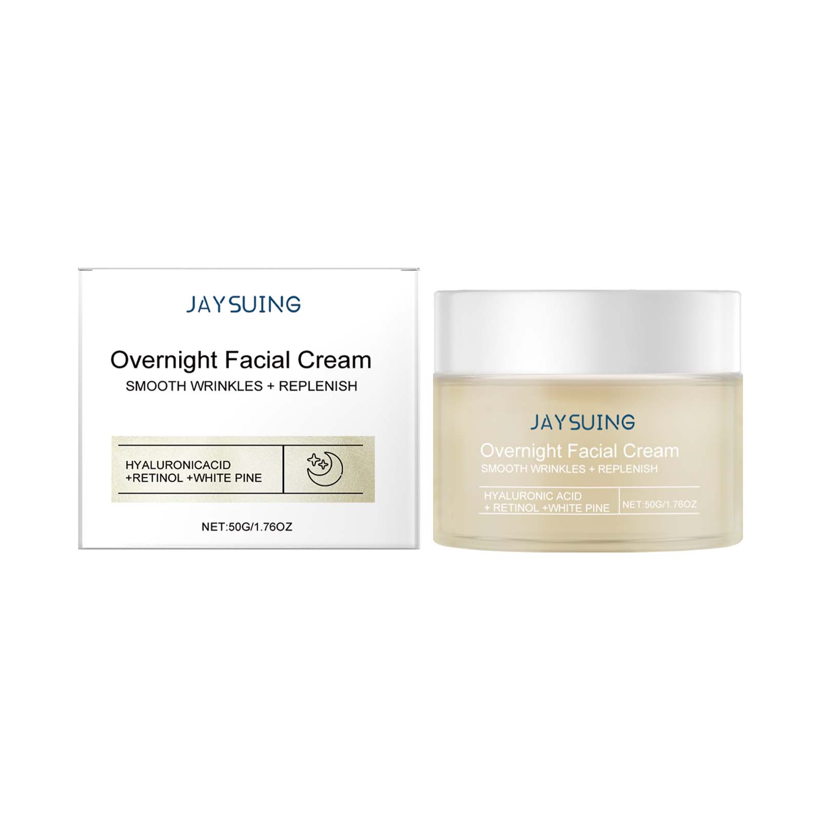 Jaysuing Pine Hydrating Night Cream Facial Care Brighten Tender Skin Nourish Hyaluronic Acid Retinol Moisturizer Skincare Restore Tighten Anti Aging Cream
