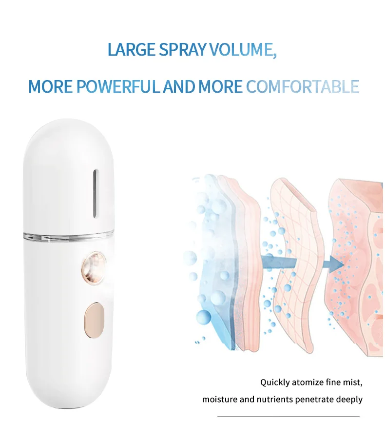 Mini Portable Humidifier Handheld Nano Mister Facial Steamer Device Toner Milk Beauty Spray Hydrating Apparatus Cold Spray Apparatus Rechargeable