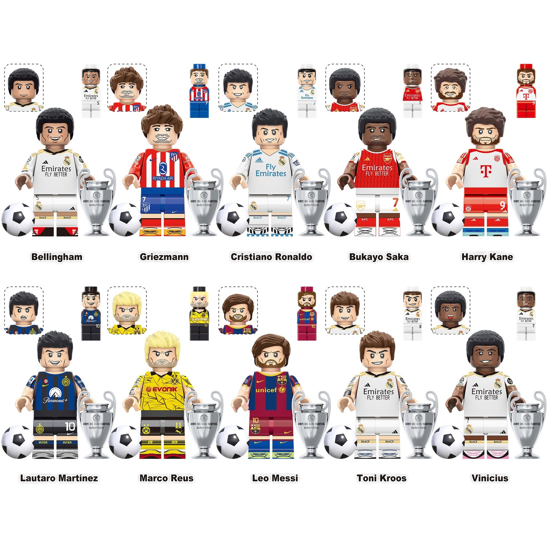 Football Star Assembled Building Blocks Minifigure Fit Lego Messi Neymar