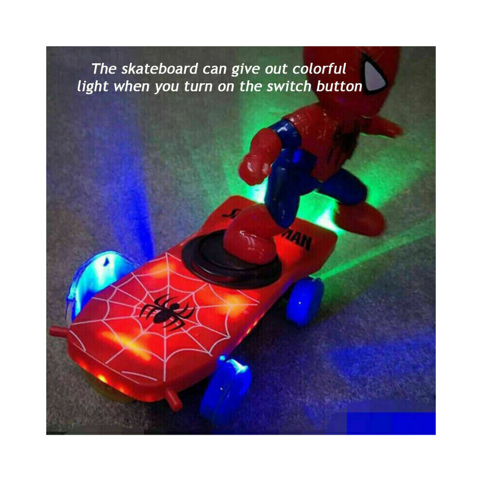 Spiderman Electric Skateboard 360u00b0 Rotation Music With Light Kids Toys Xmas Gift