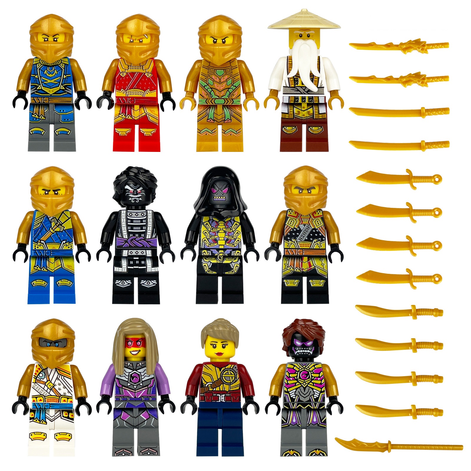 (Style E) Ninja Warriors Mini Figures Good vs Evil Role Play Building Blocks Collection Series Educational Toys for Boys and Girls