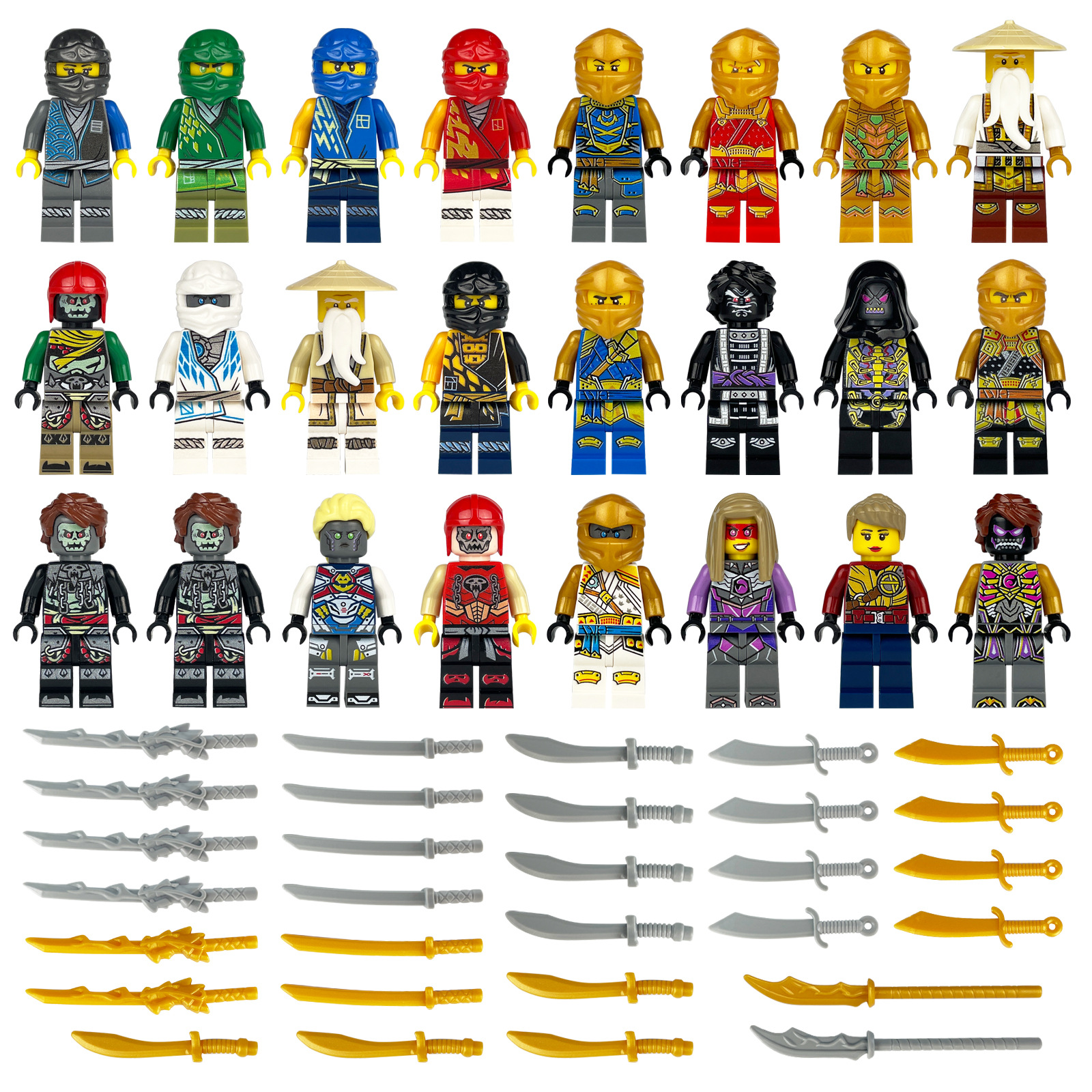 (Style E) Ninja Warriors Mini Figures Good vs Evil Role Play Building Blocks Collection Series Educational Toys for Boys and Girls