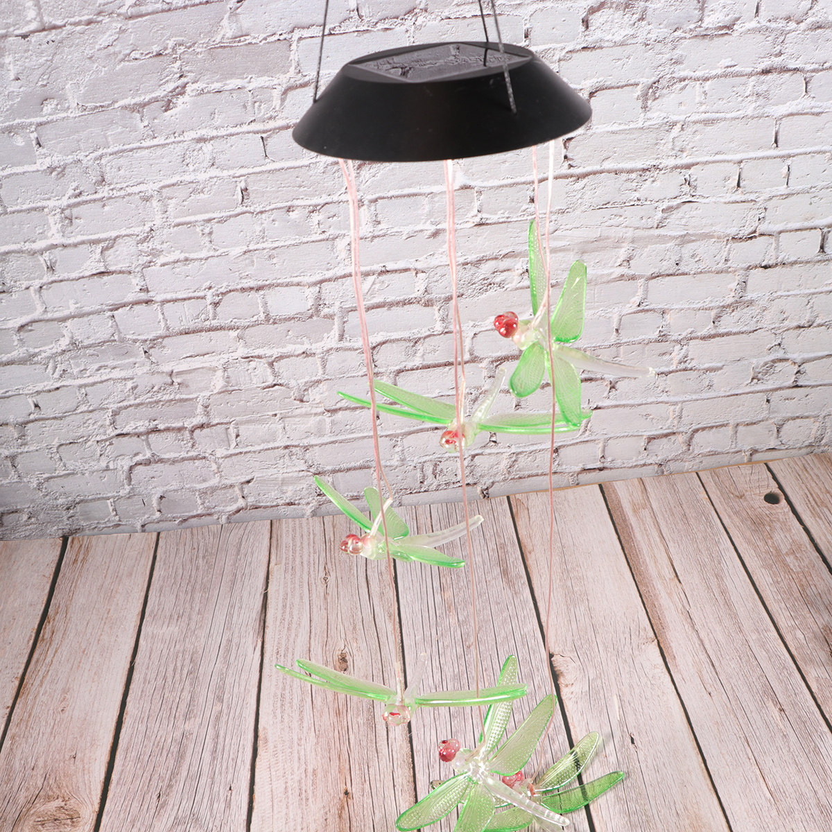 Dragonfly Solar Windbell Lamp Outdoor Garden Pathway Balcony Patio Decor LED Light Warm White Illumination Automatic Day Charge