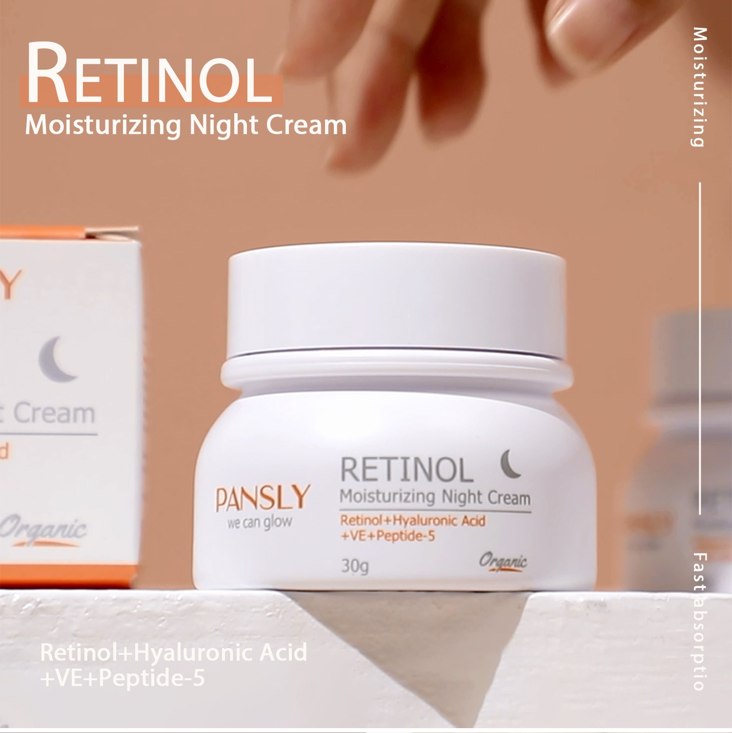 Retinol Anti Wrinkle Night Cream Gentle Moisturising Skin Care for Daily Home Use Natural 30g