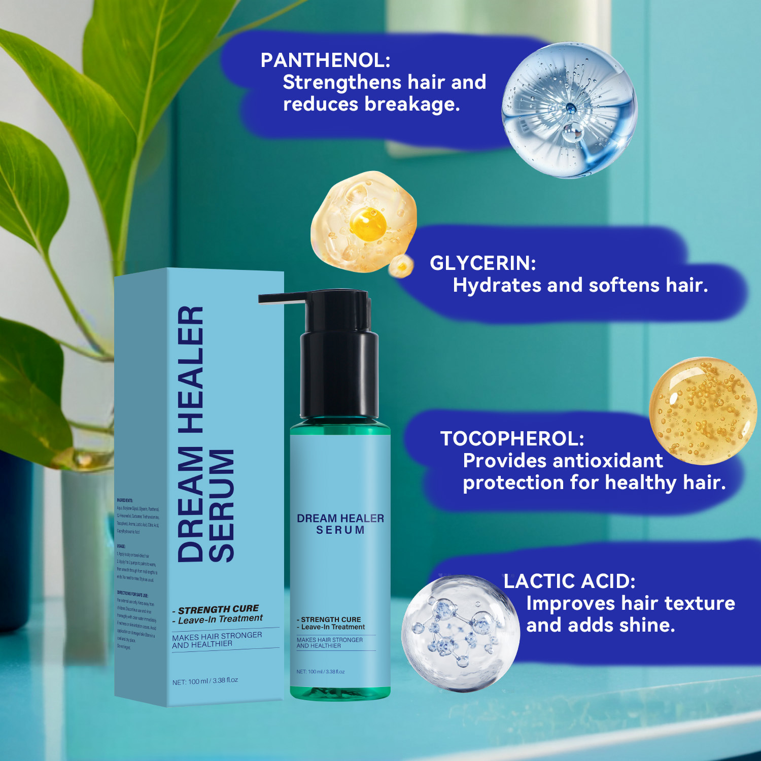 Dream Healer Hair Repair Serum Frizz Control Root Strengthening Texture Smoothing Shine Boosting Daily Styling Treatment 100ml