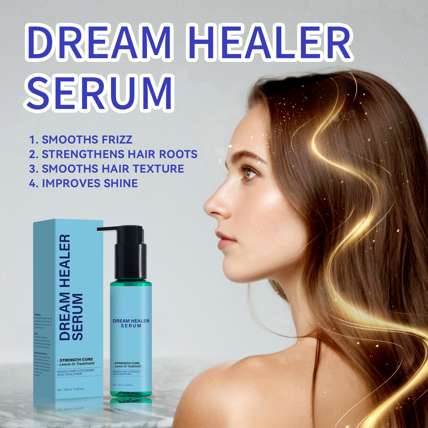 Dream Healer Hair Repair Serum Frizz Control Root Strengthening Texture Smoothing Shine Boosting Daily Styling Treatment 100ml