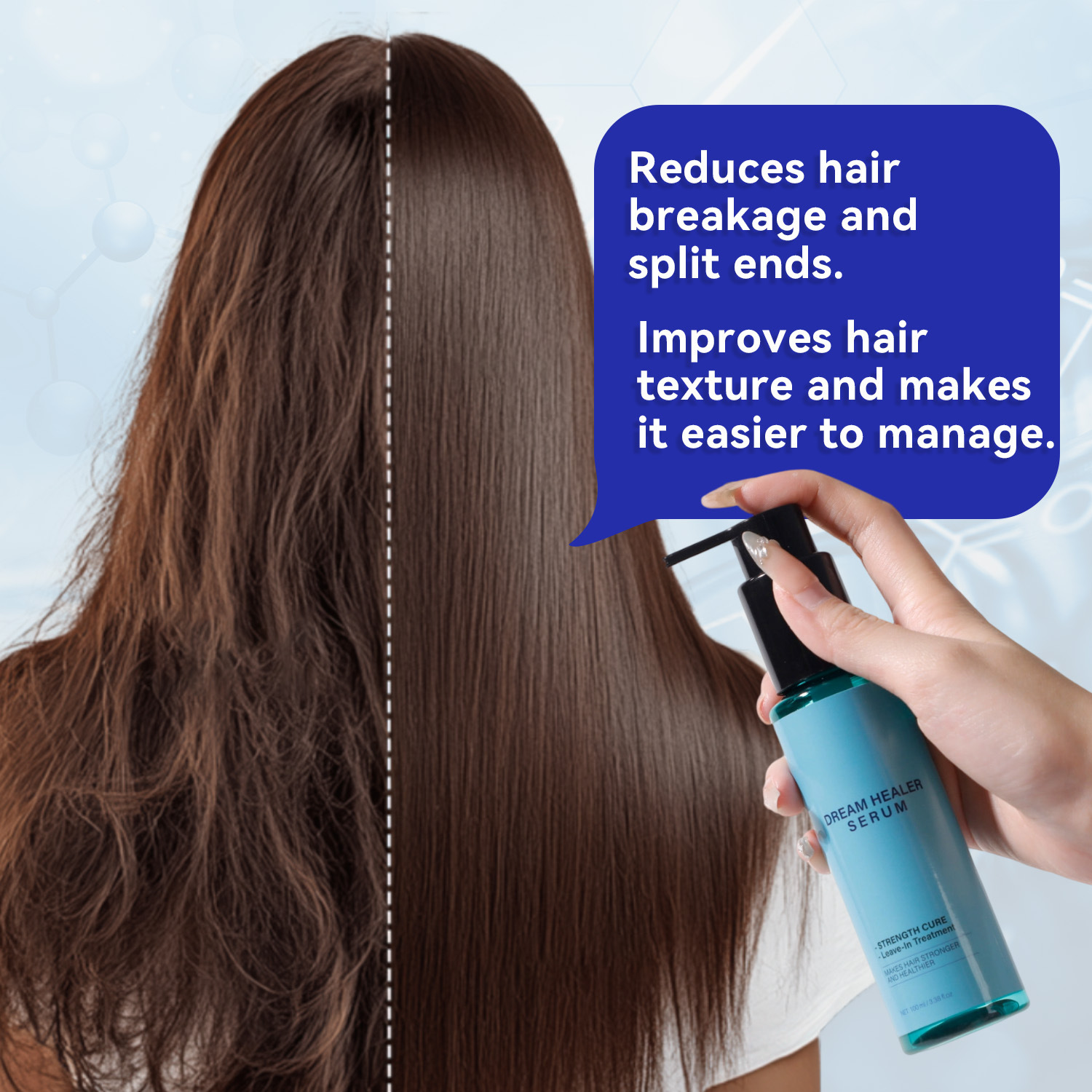 Dream Healer Hair Repair Serum Frizz Control Root Strengthening Texture Smoothing Shine Boosting Daily Styling Treatment 100ml