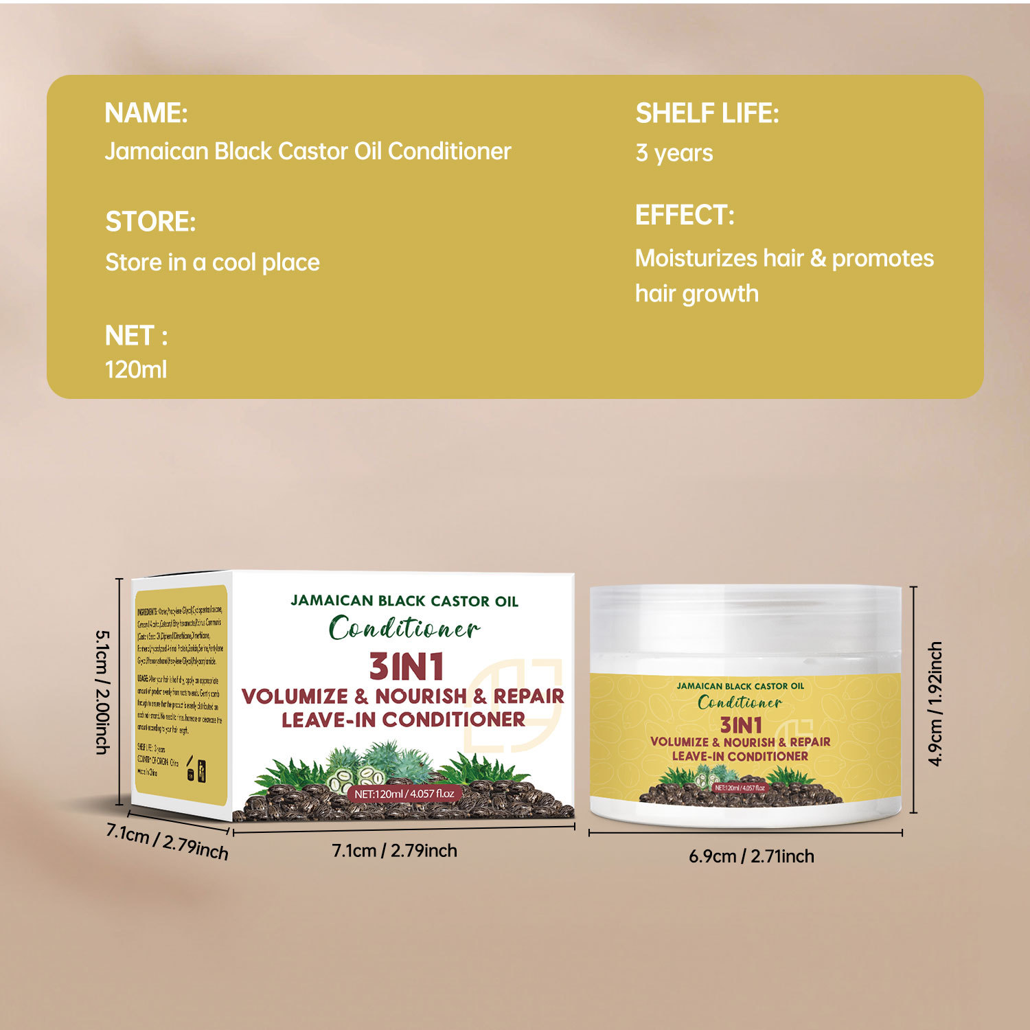 Jamaican Black Castor Oil Leave In Conditioner Moisturizing Repair Strengthening Anti Frizz Split End Daily Hair Care 120ml