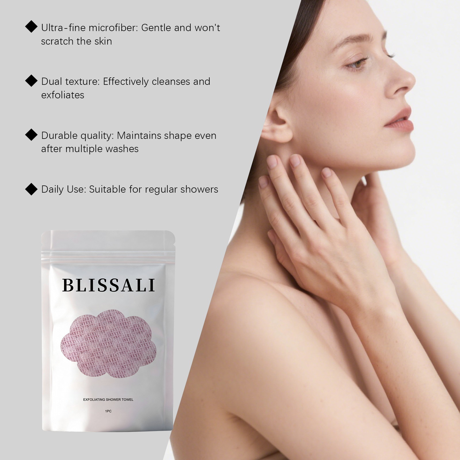 Exfoliating Bath Towel Softens Skin Gentle Cleansing Soft Skin Friendly Durable Easy Portable Daily Body Care Supplies