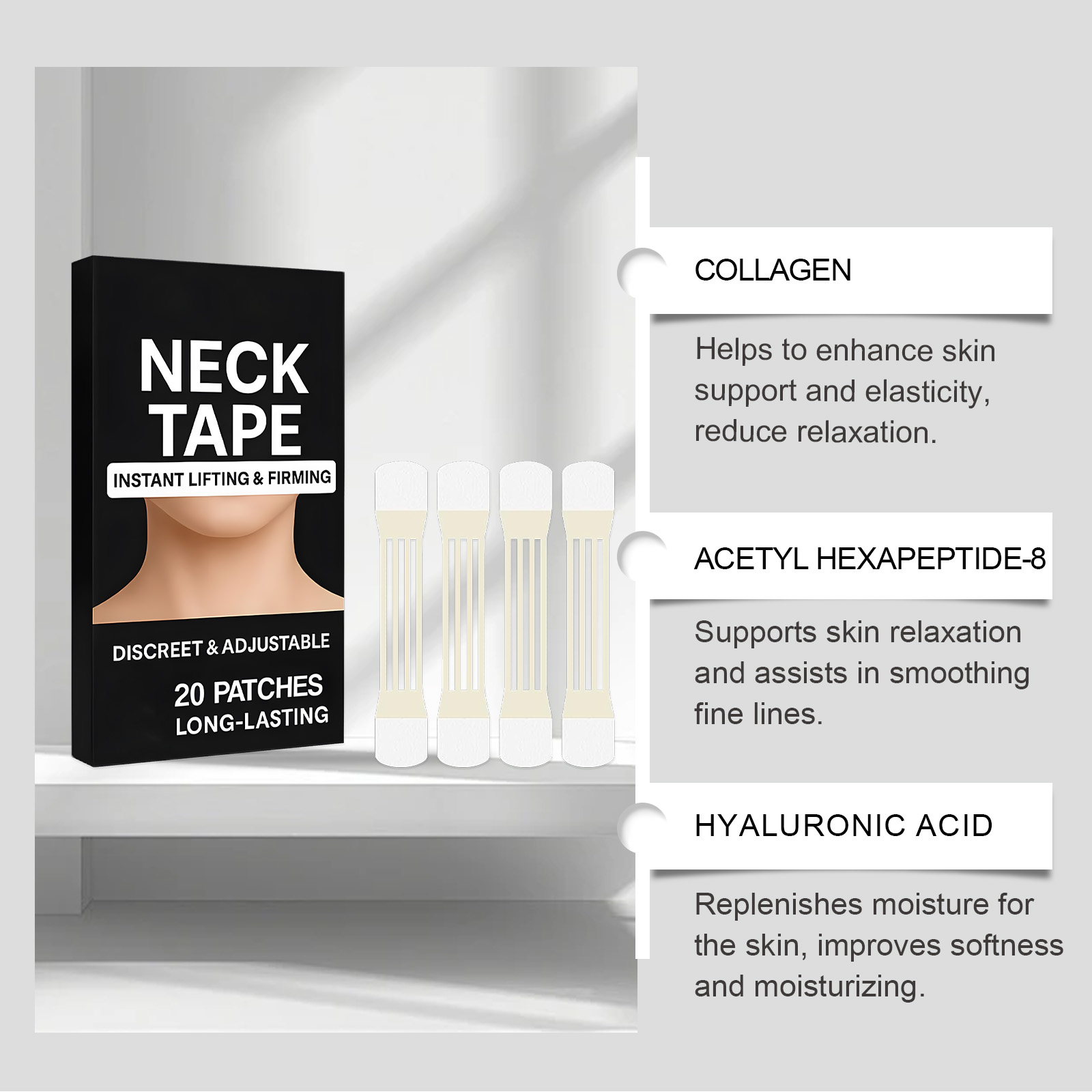 Neck Care Patch Mild Fade Fine Lines Neck Wrinkles Soft Tight Skin Highlight Neck Contour Skin Care