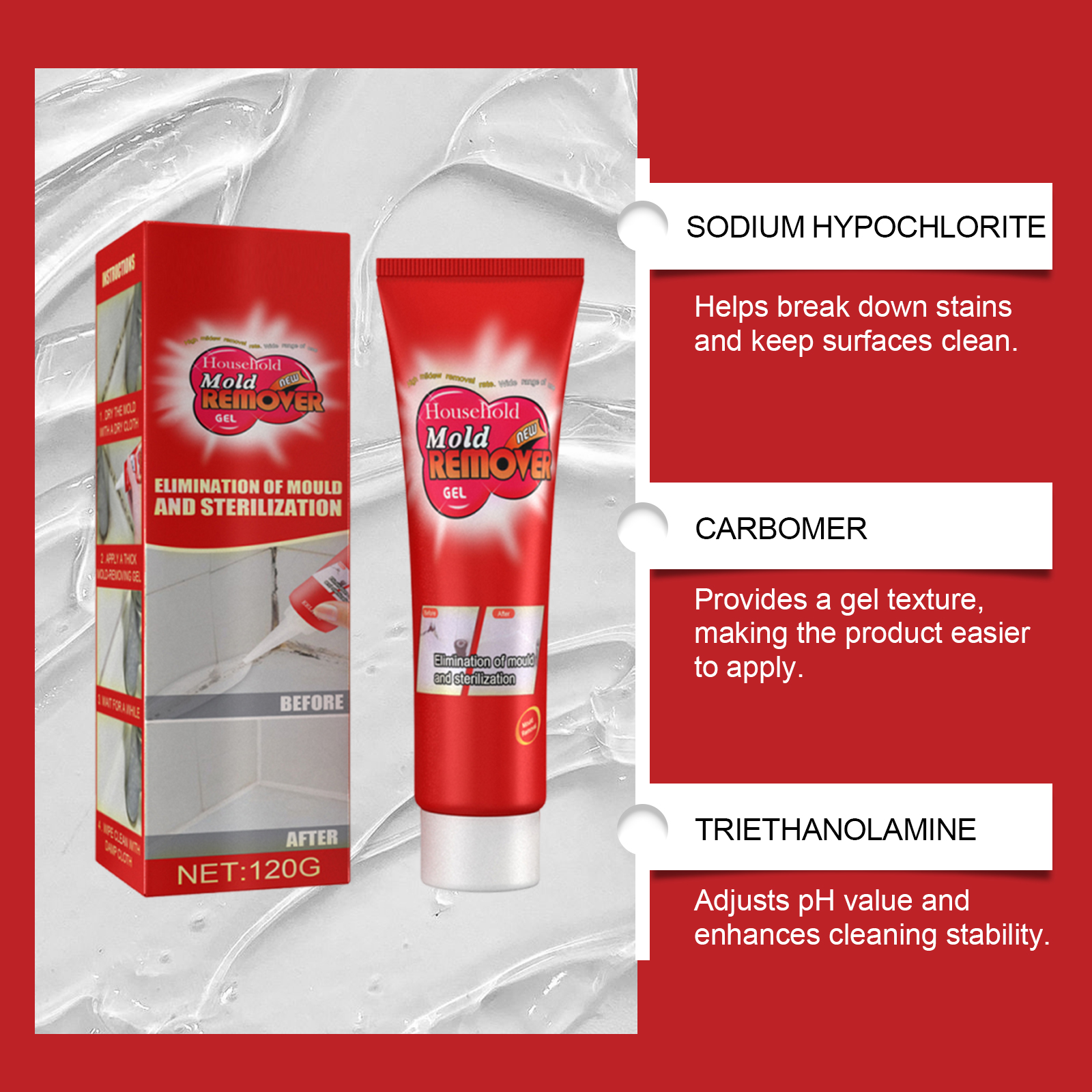 Mold Removing Gel Agent Strong Decontamination Cleaning Wall Surface Furniture Ceramic Tile Household Stain Eliminator