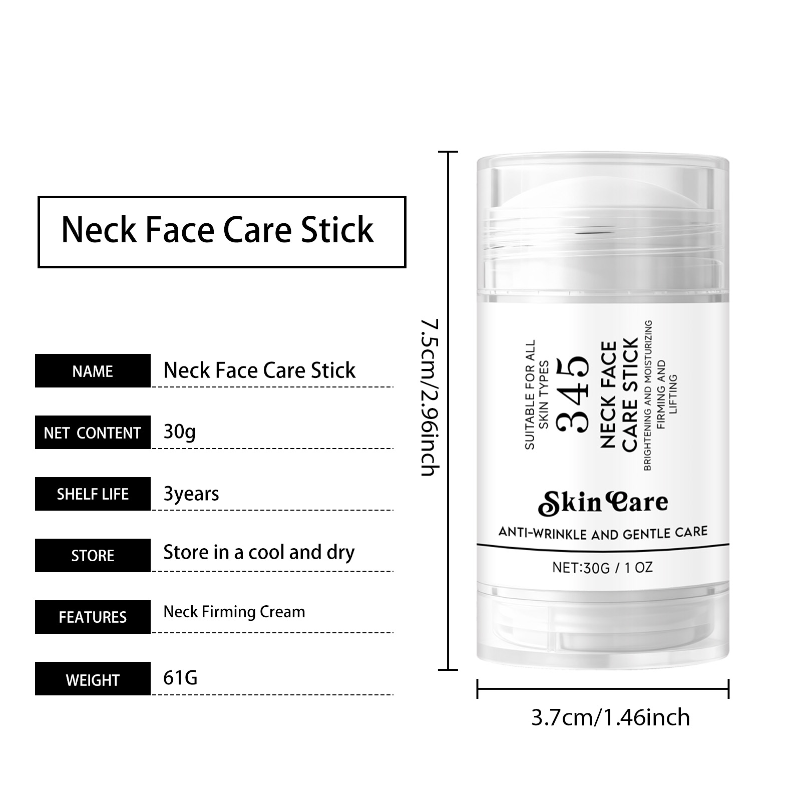 Neck Care Cream Stick Mild Formula Nourish Delicate Soft Moisturize Massage Neck Skin Daily Skin Care