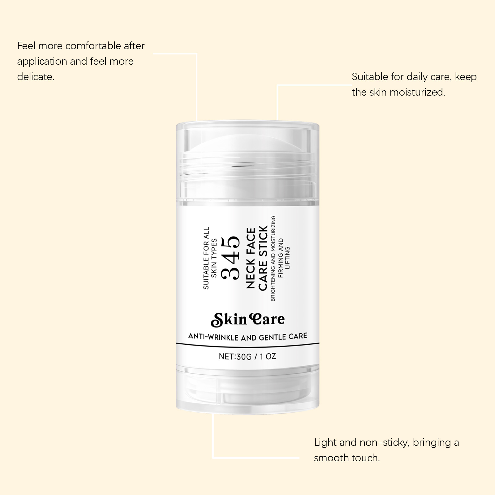 Neck Care Cream Stick Mild Formula Nourish Delicate Soft Moisturize Massage Neck Skin Daily Skin Care