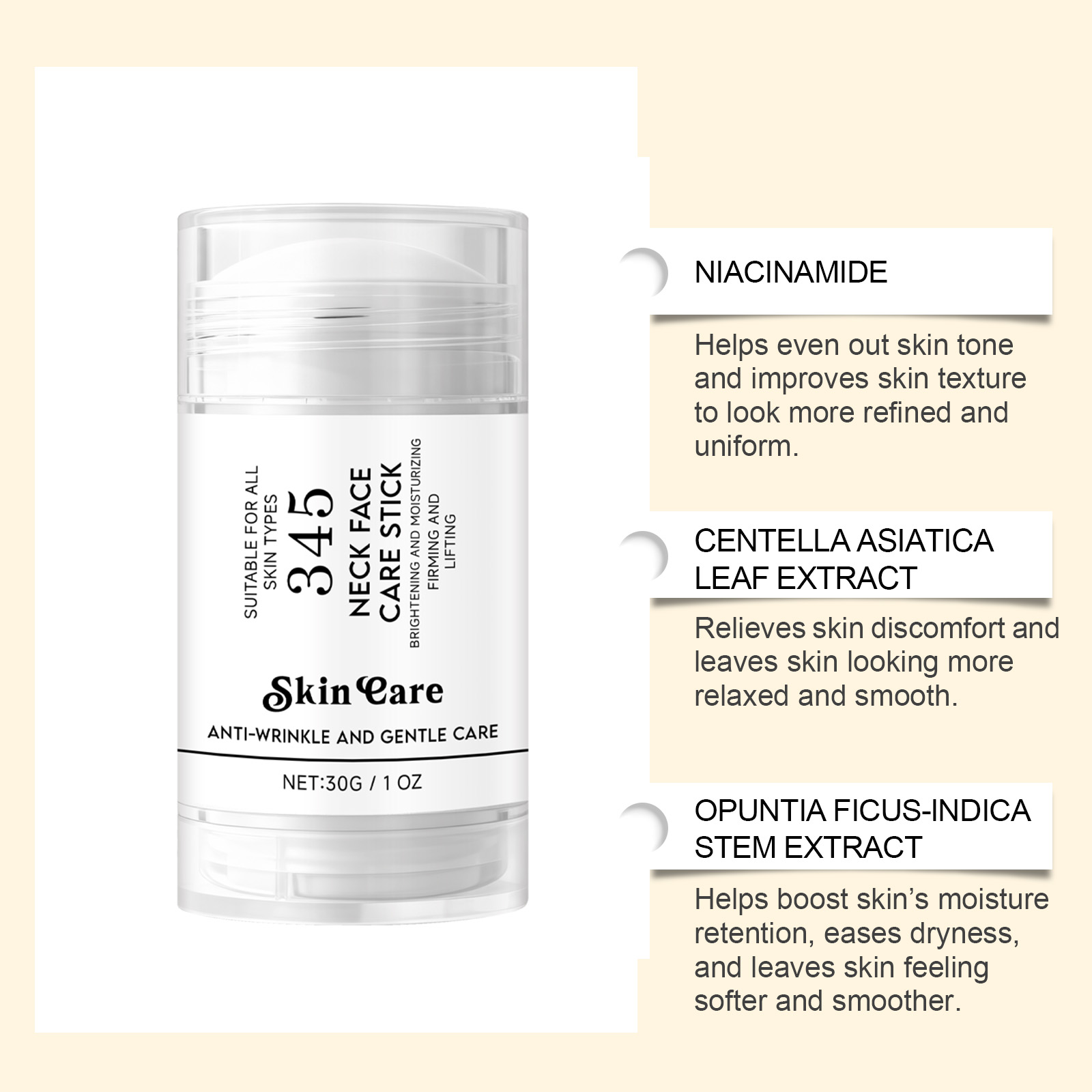 Neck Care Cream Stick Mild Formula Nourish Delicate Soft Moisturize Massage Neck Skin Daily Skin Care