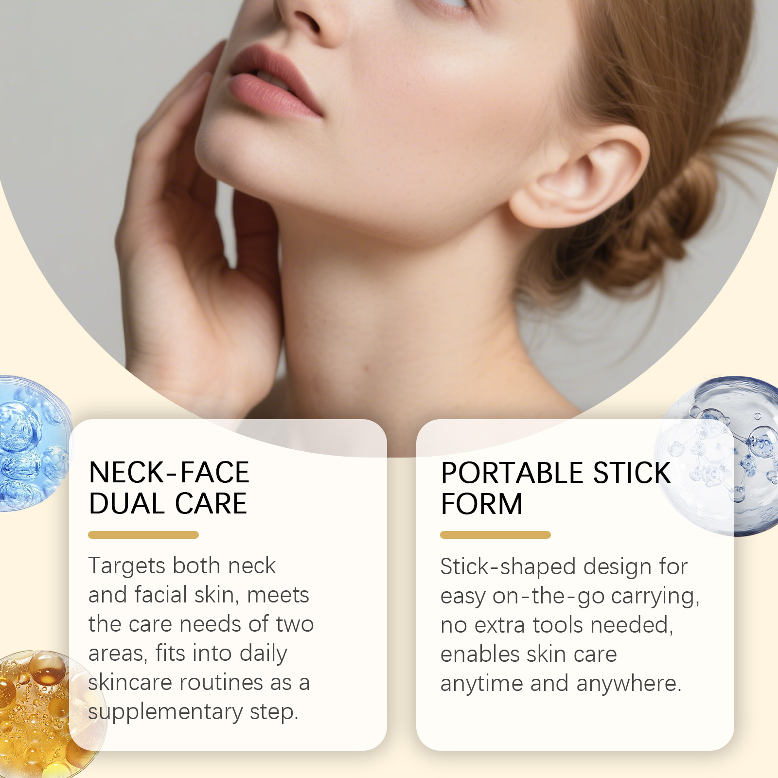 Neck Care Cream Stick Mild Formula Nourish Delicate Soft Moisturize Massage Neck Skin Daily Skin Care