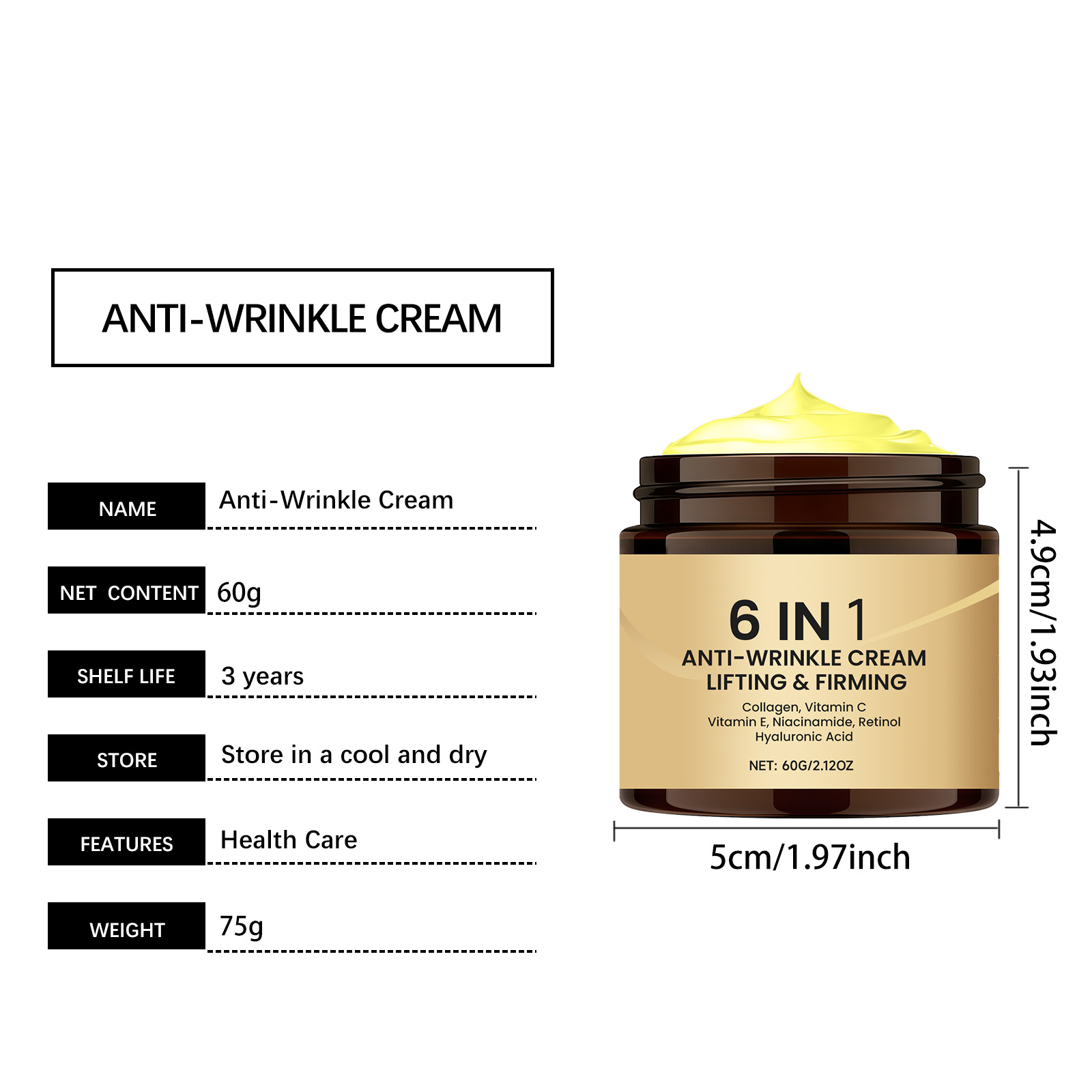 Six In One Moisturizing Cream Gentle Care Smooth Glossy Hydrating Day Night Facial Skin Treatment Lotion