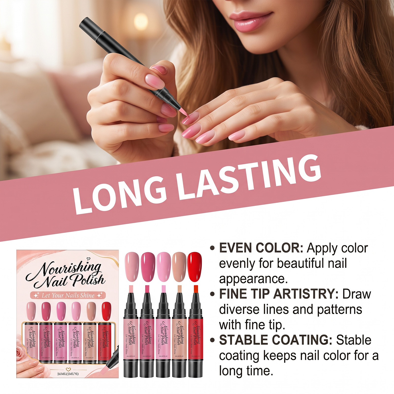 Nail Art Painting Pen Set Bright Vivid Color Easy To Operate Convenient Smudge Multi Shade Diy Manicure