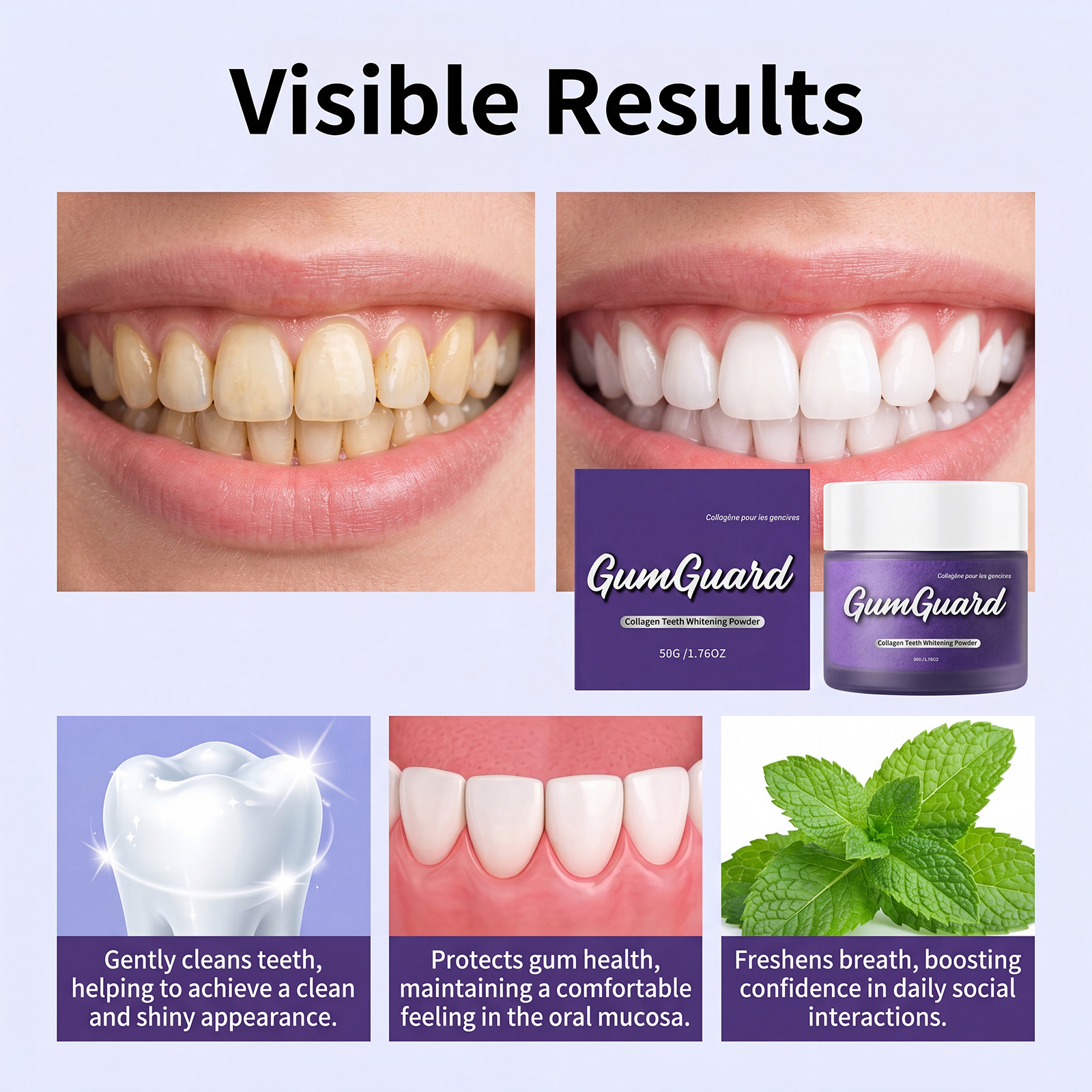 Collagen Care Tooth Powder Fine Mild Clean Tooth Surface Stains Comfort Bright Daily Teeth Fresh Care
