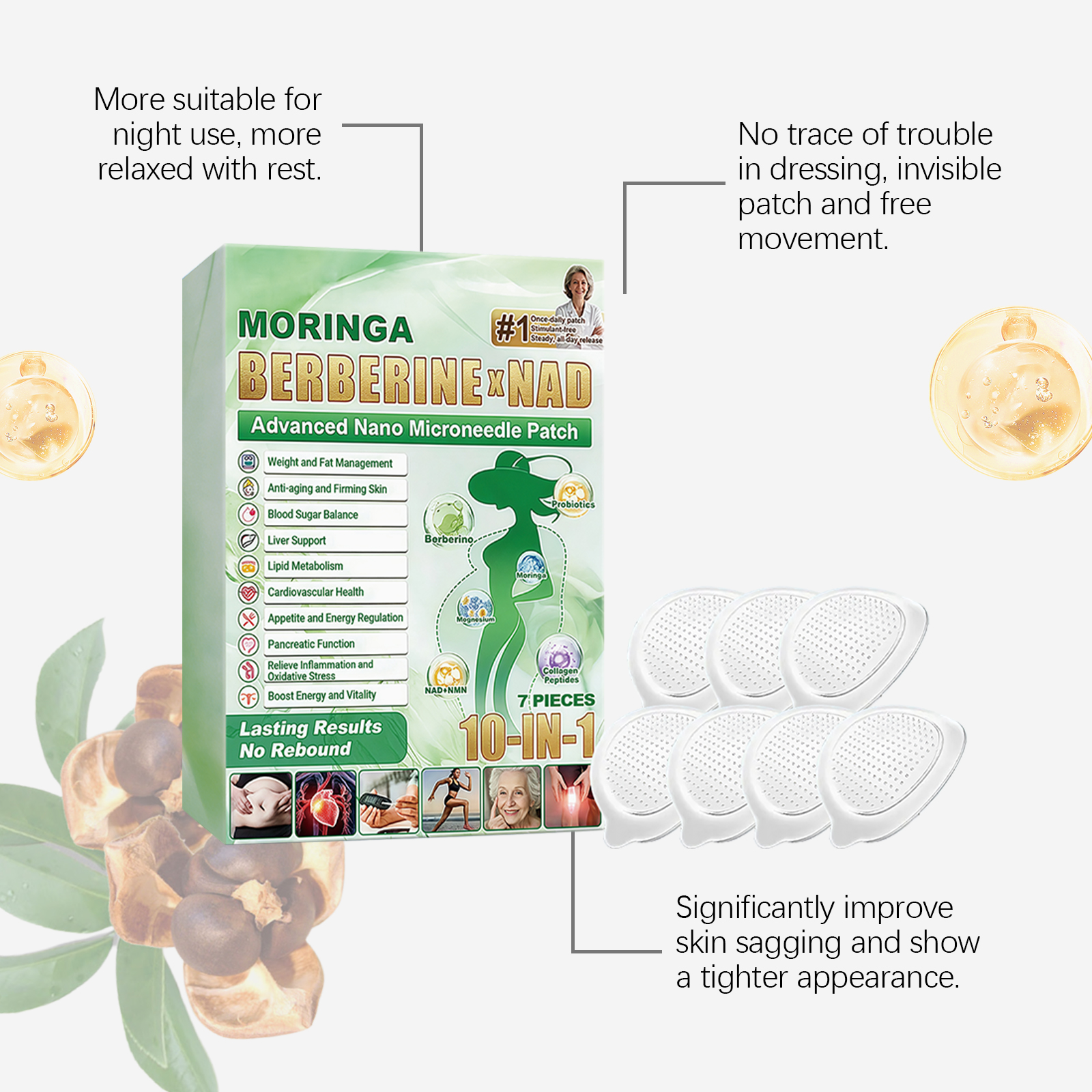 Moringa Body Care Patch Mildly Nurture Skin Support Slim Figure Daily Gentle Whole Body Use