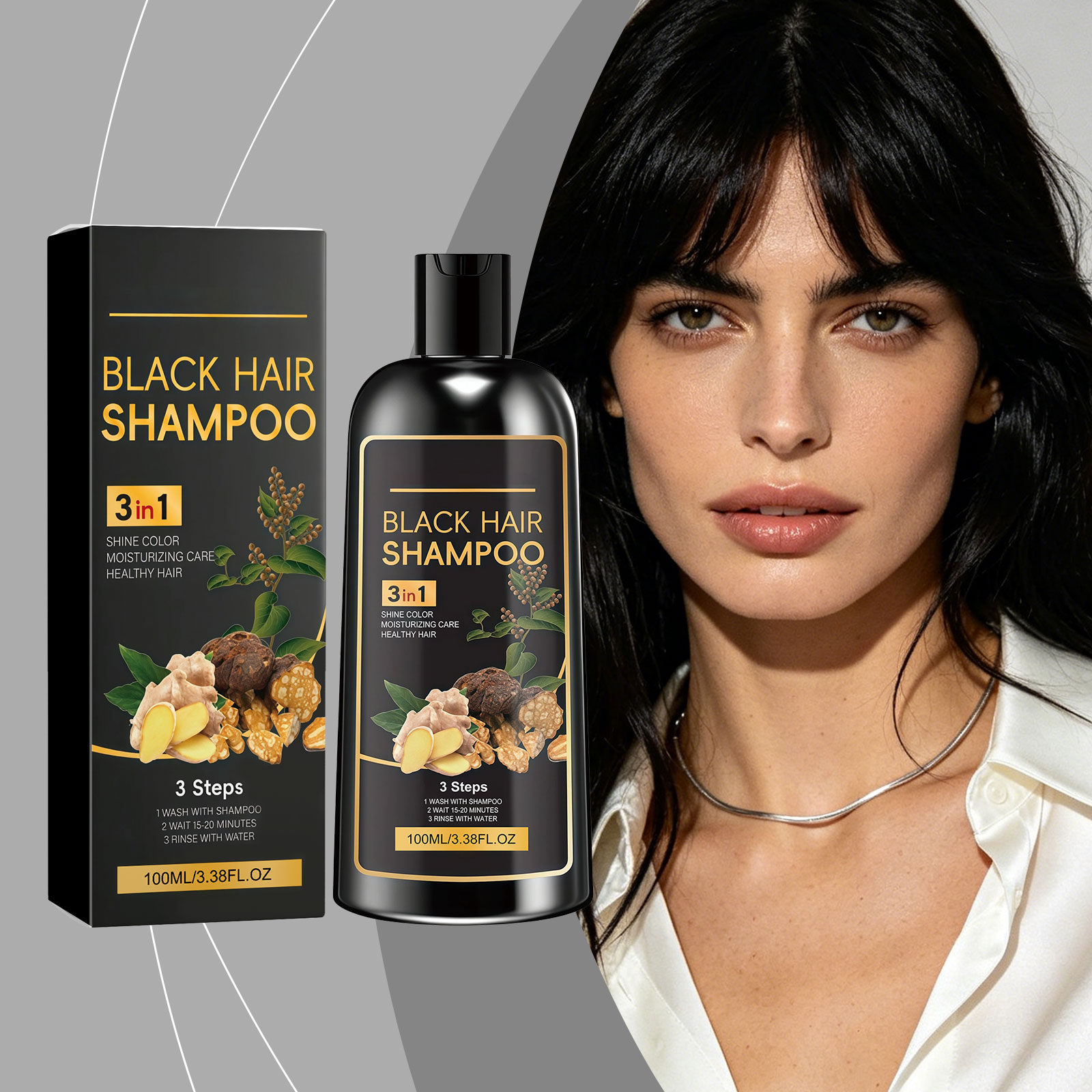 Plant Extract Hair Shampoo Black Clean Scalp Smooth Hair Light Hydrate Soft Care For Hair And Scalp
