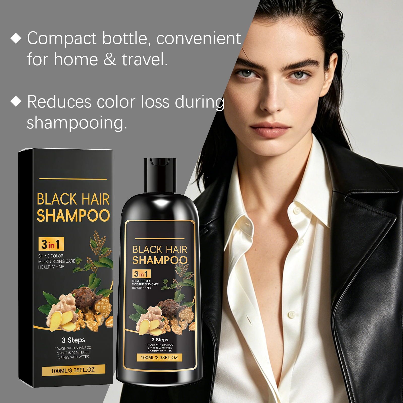 Plant Extract Hair Shampoo Black Clean Scalp Smooth Hair Light Hydrate Soft Care For Hair And Scalp