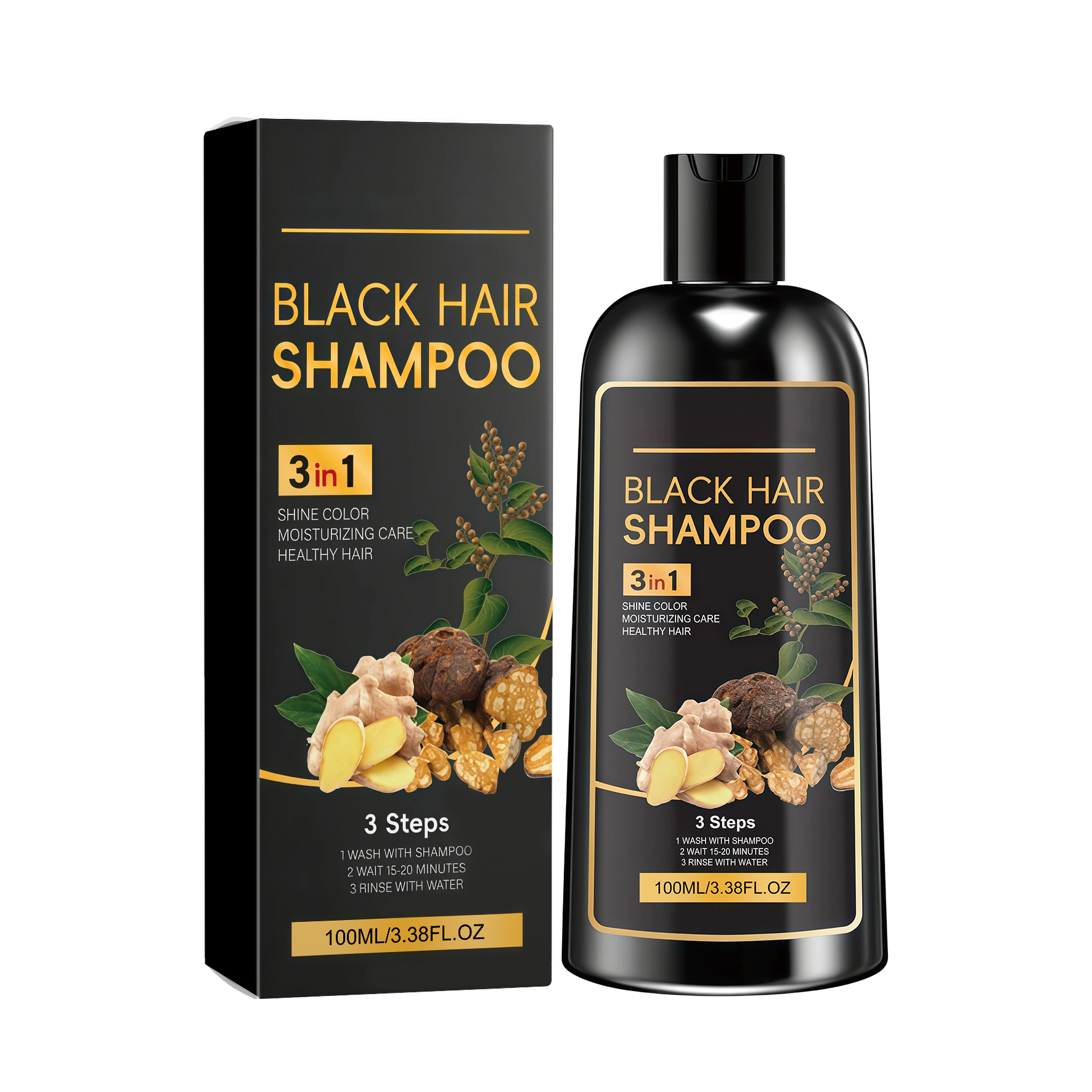 Plant Extract Hair Shampoo Black Clean Scalp Smooth Hair Light Hydrate Soft Care For Hair And Scalp