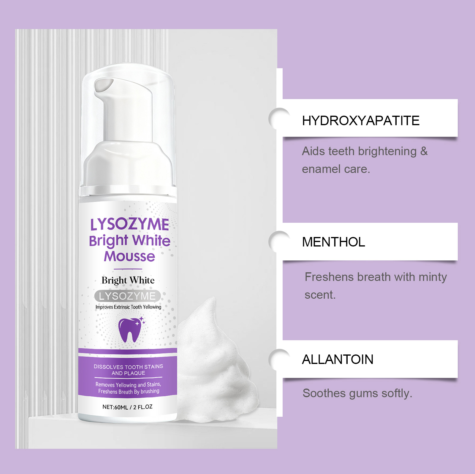 Teeth Cleaning Mousse Mild Dense Foam Care Clean Fresh Comfort Oral Tooth Cleansing Care