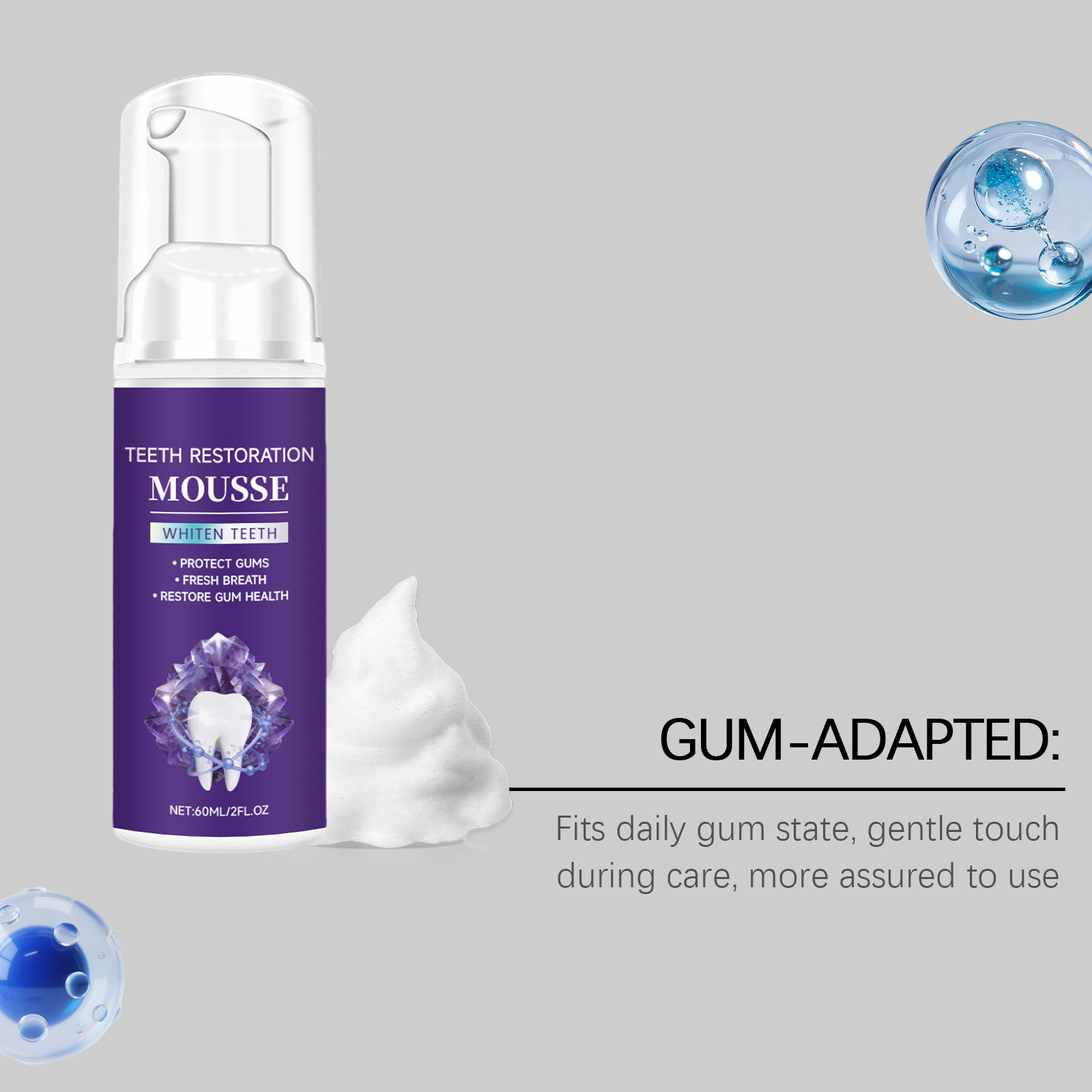 Tooth Care Mousse Cleanses Stains Odors Protects Gums Freshens Oral Cavity Press Design Toothpaste