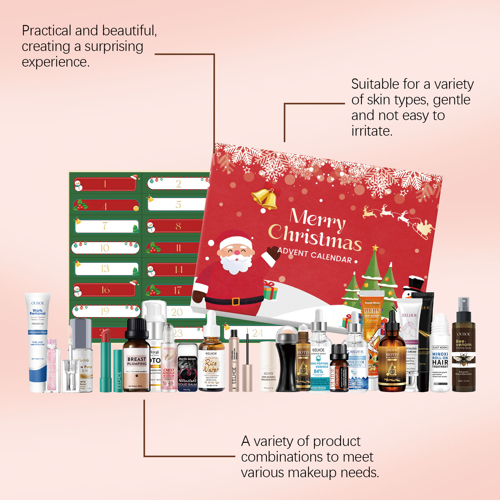 Christmas Skincare Blind Box Beauty Moisturizing Skin Care Various Matches Holiday Atmosphere Surprise Countdown Box
