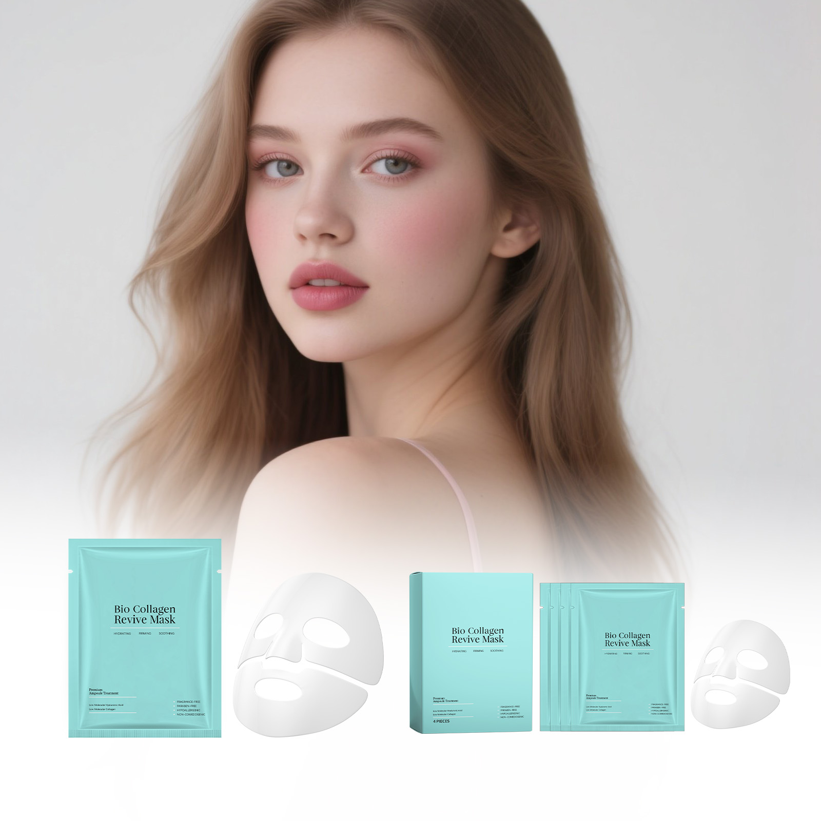 Collagen Moisturizing Facial Mask Boxed Hydrating Soft Refreshing Plump Smooth Skin Care Face