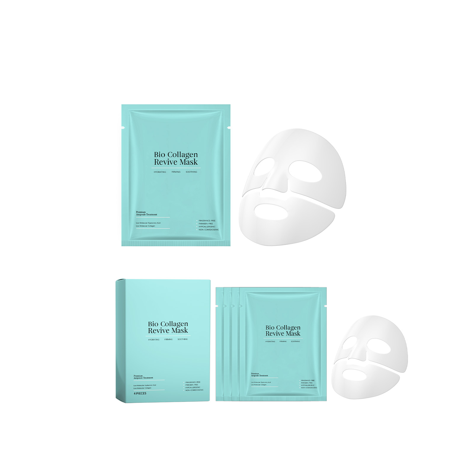 Collagen Moisturizing Facial Mask Boxed Hydrating Soft Refreshing Plump Smooth Skin Care Face
