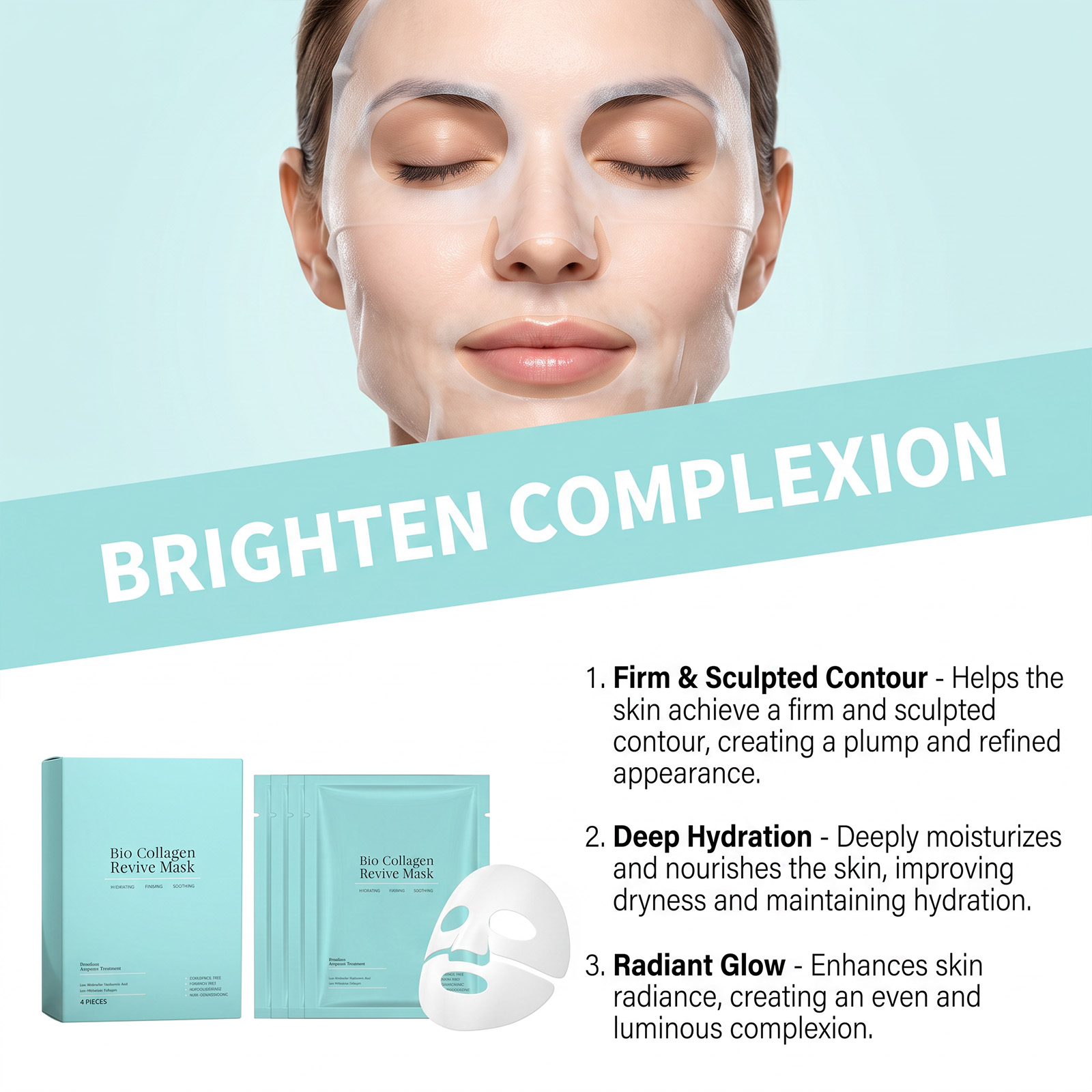 Collagen Moisturizing Facial Mask Boxed Hydrating Soft Refreshing Plump Smooth Skin Care Face