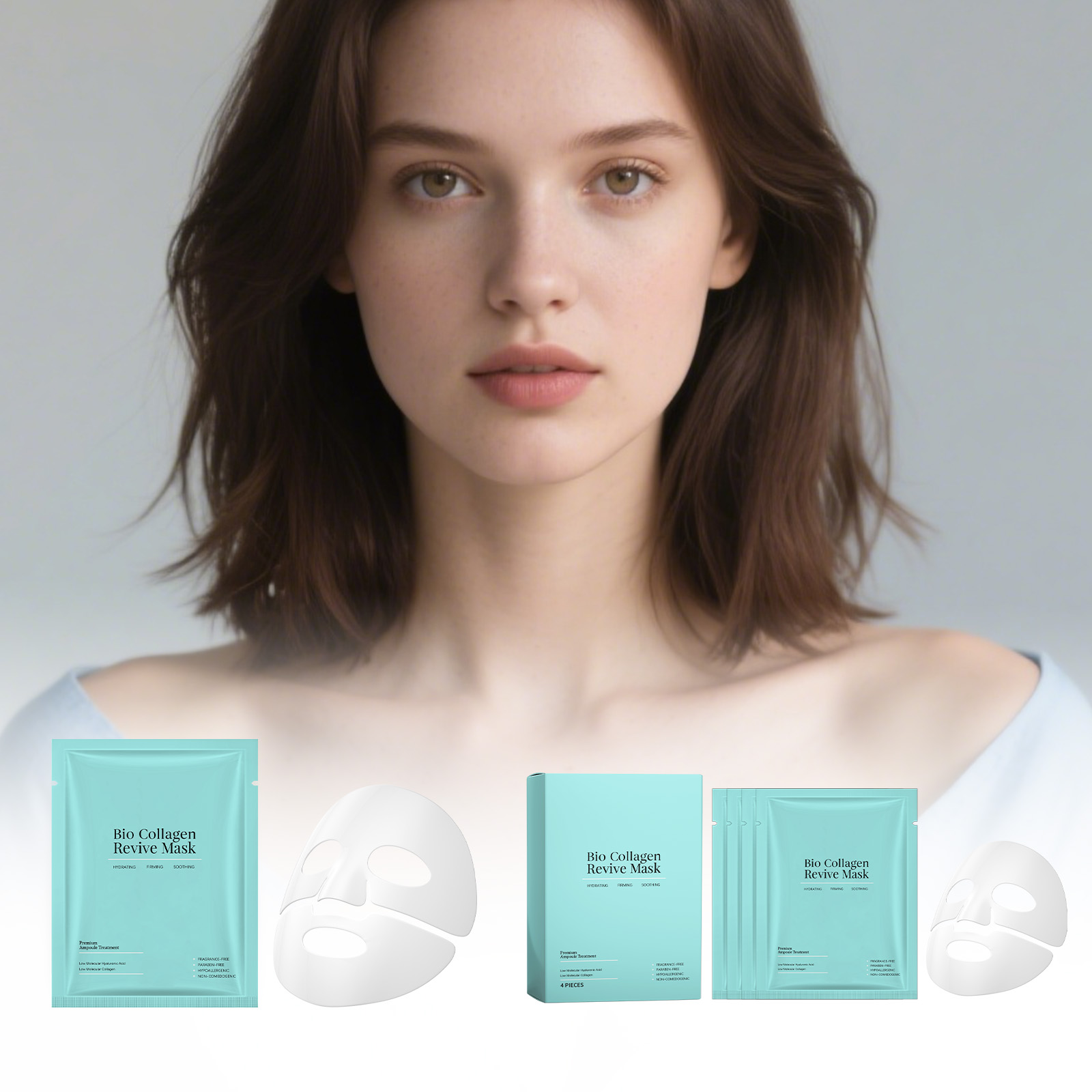 Collagen Moisturizing Facial Mask Boxed Hydrating Soft Refreshing Plump Smooth Skin Care Face