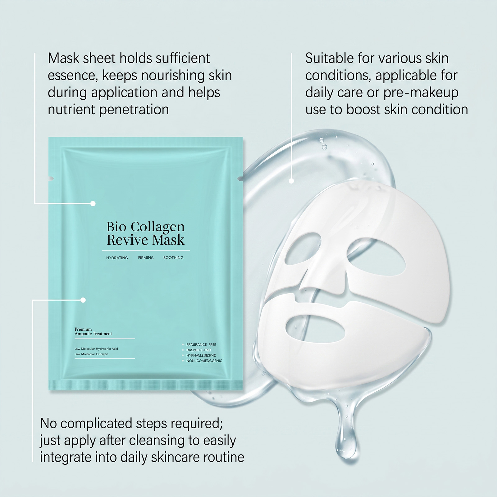 Collagen Moisturizing Facial Mask Boxed Hydrating Soft Refreshing Plump Smooth Skin Care Face