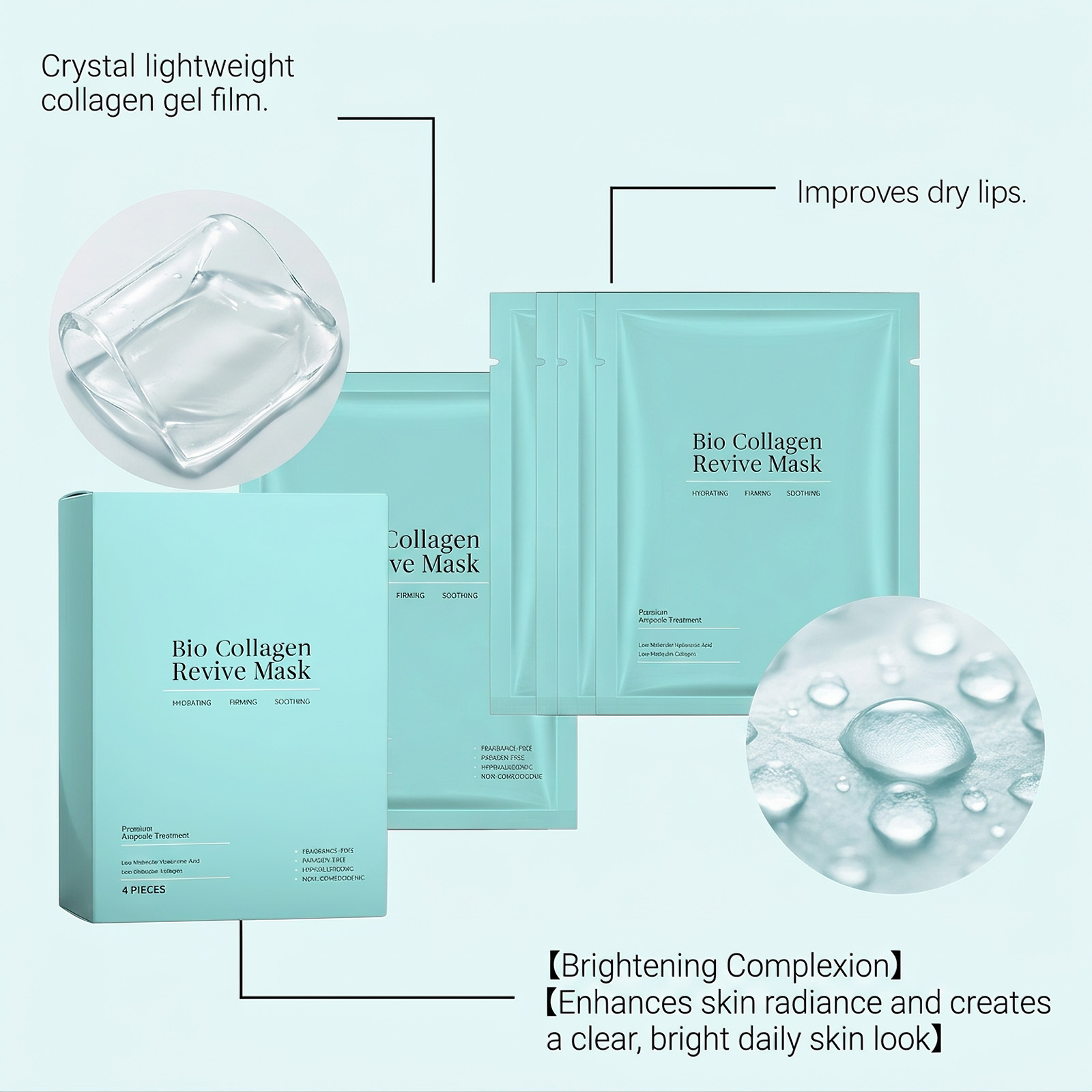 Collagen Moisturizing Facial Mask Boxed Hydrating Soft Refreshing Plump Smooth Skin Care Face
