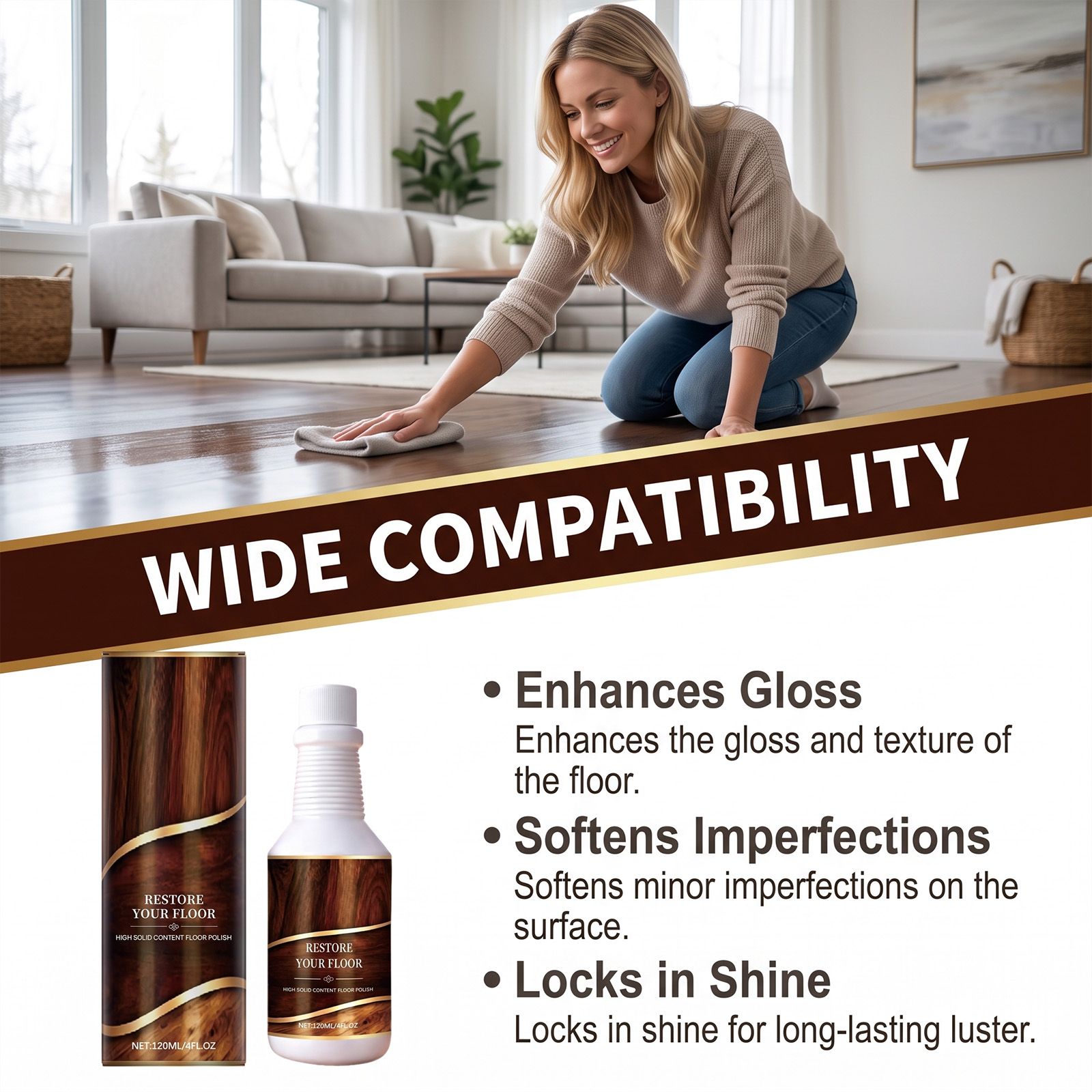 Wood Floor Polishing Care Agent For Surface Scratches Brightening Daily Maintenance Protection