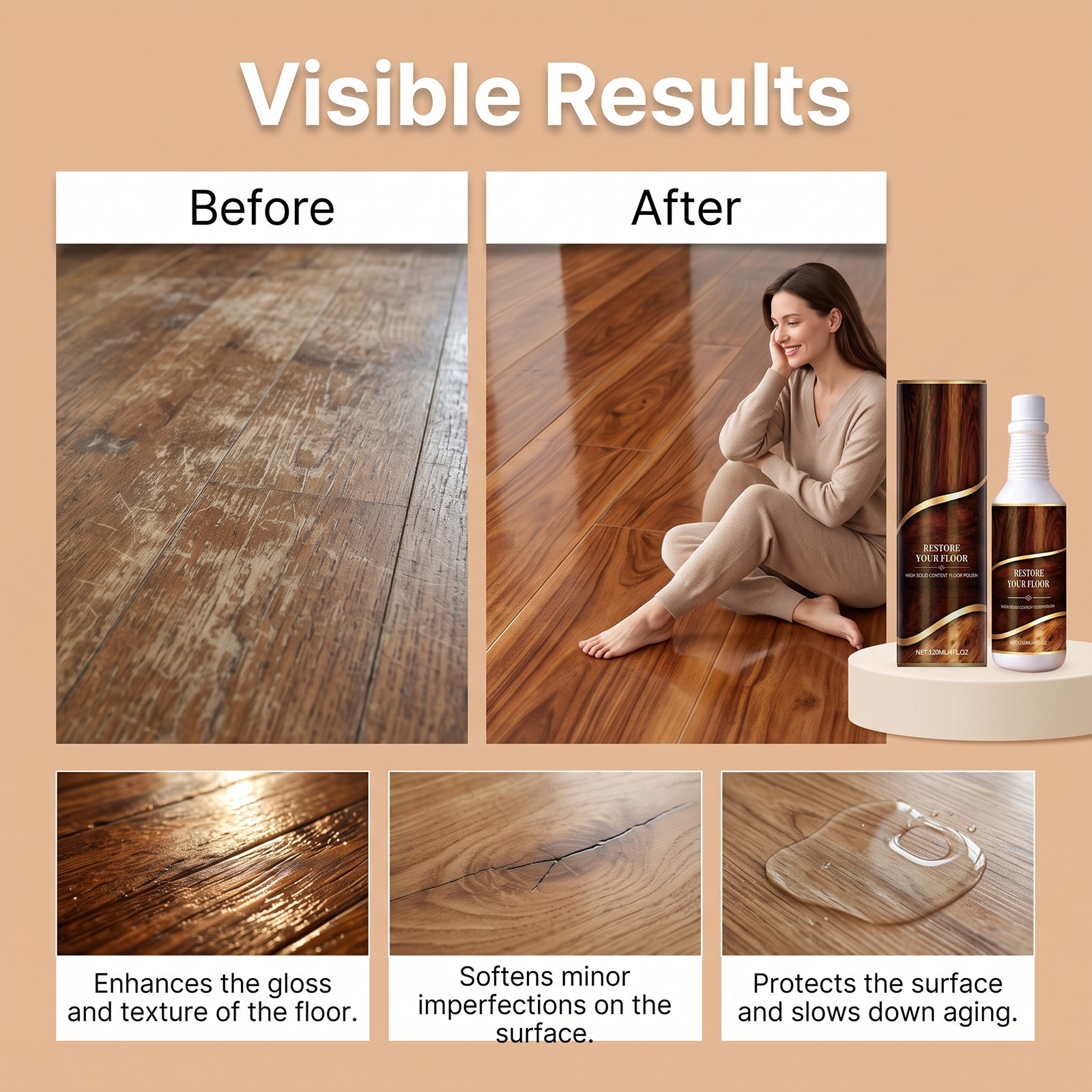 Wood Floor Polishing Care Agent For Surface Scratches Brightening Daily Maintenance Protection