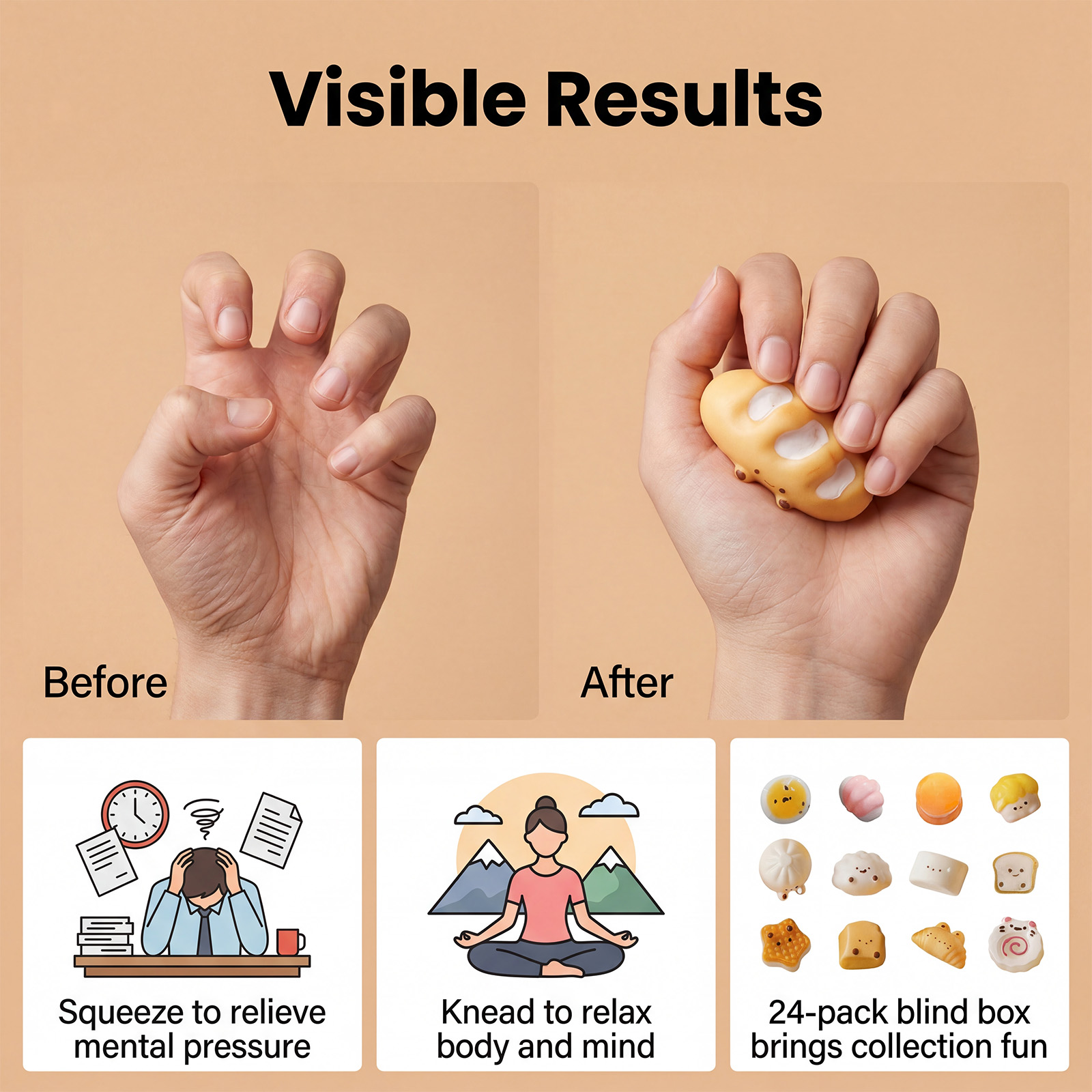 Dowmoo 24 Styles Mini Food Squeeze Toy Blind Box Soft Rubber Stress Relief Cute Creative Gift