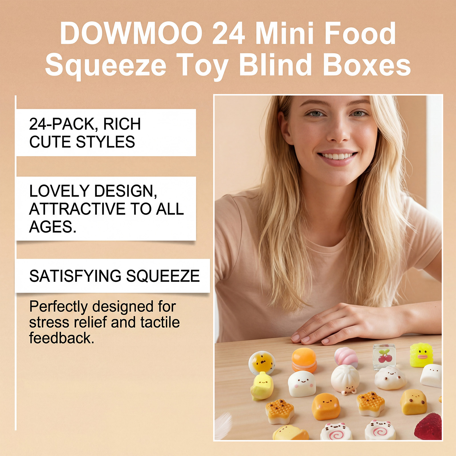 Dowmoo 24 Styles Mini Food Squeeze Toy Blind Box Soft Rubber Stress Relief Cute Creative Gift